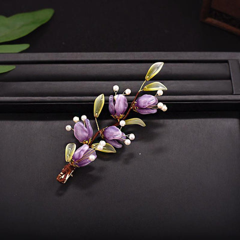 Purple Flower Hair Clips Vintage Butterfly Hairpins Pendant Hair -JW00543-Veeddydropshipping