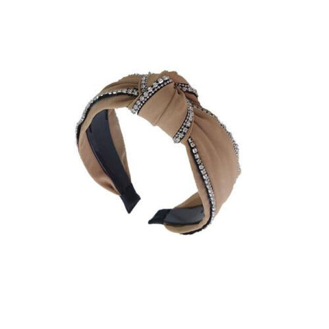 Ladies Crystal Tie Headband Hairband-WF01098-Veeddydropshipping