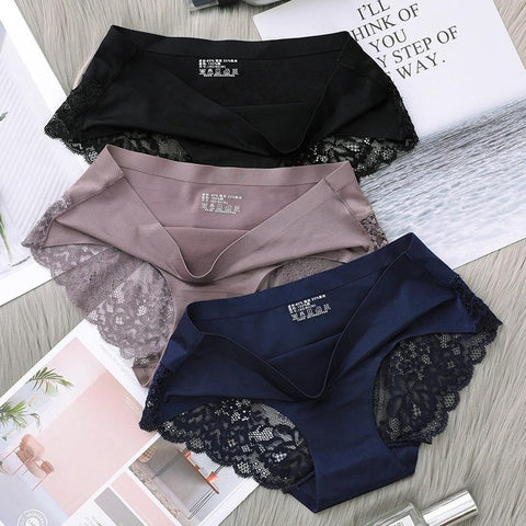 Sexy Women Underwear Lace Ice Silk Panties-WF00850-Veeddydropshipping