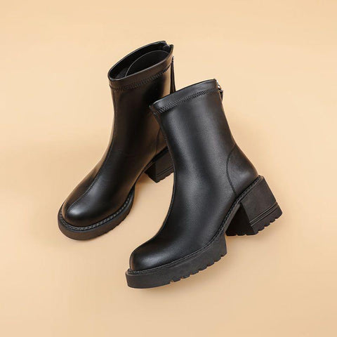 Platform Brown Black Beige White Ankle Boots for Women-BS00929-Veeddydropshipping