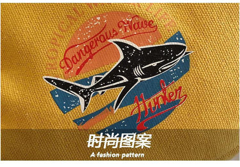 Shark Canvas Monochrome Shoulder Bag Mini Messenger Bag Ladies Student-BS00406-Veeddydropshipping