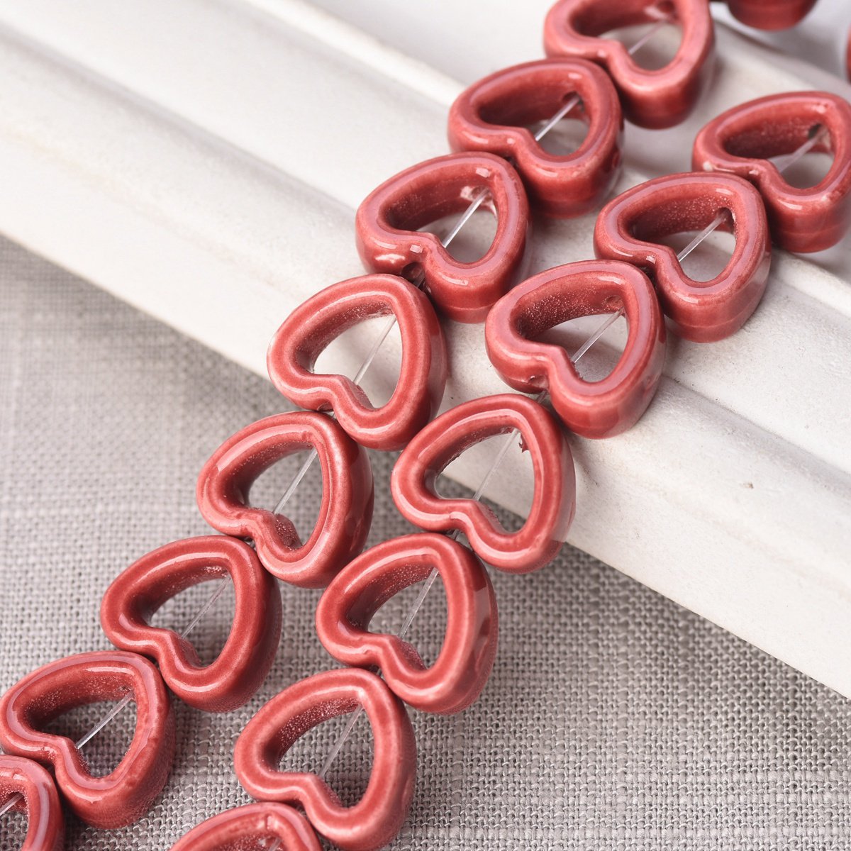 Heart  Shape Porcelain Loose Beads For Jewelry Making DIY Crafts Findings-JW01520-Veeddydropshipping