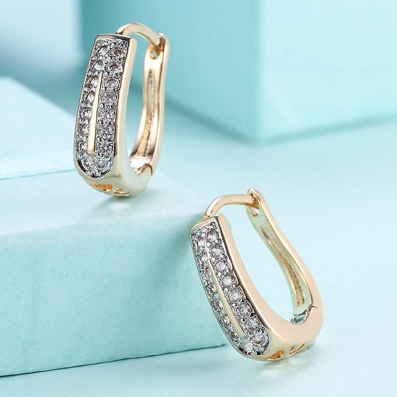 925 Sterling Silver U Shaped Cubic Earrings For Women Silver Jewelry-JW00063-Veeddydropshipping