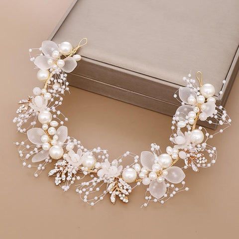 Pearl Flower Headband Bridal headdress Wedding  -JW00488-Veeddydropshipping