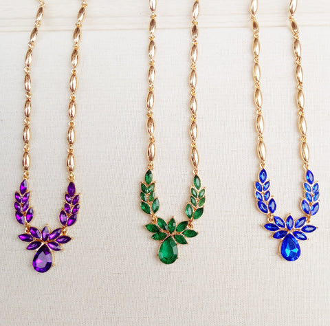 Crystal Necklace Earrings Two Pieces Jewelry Sets -JW00354-Veeddydropshipping