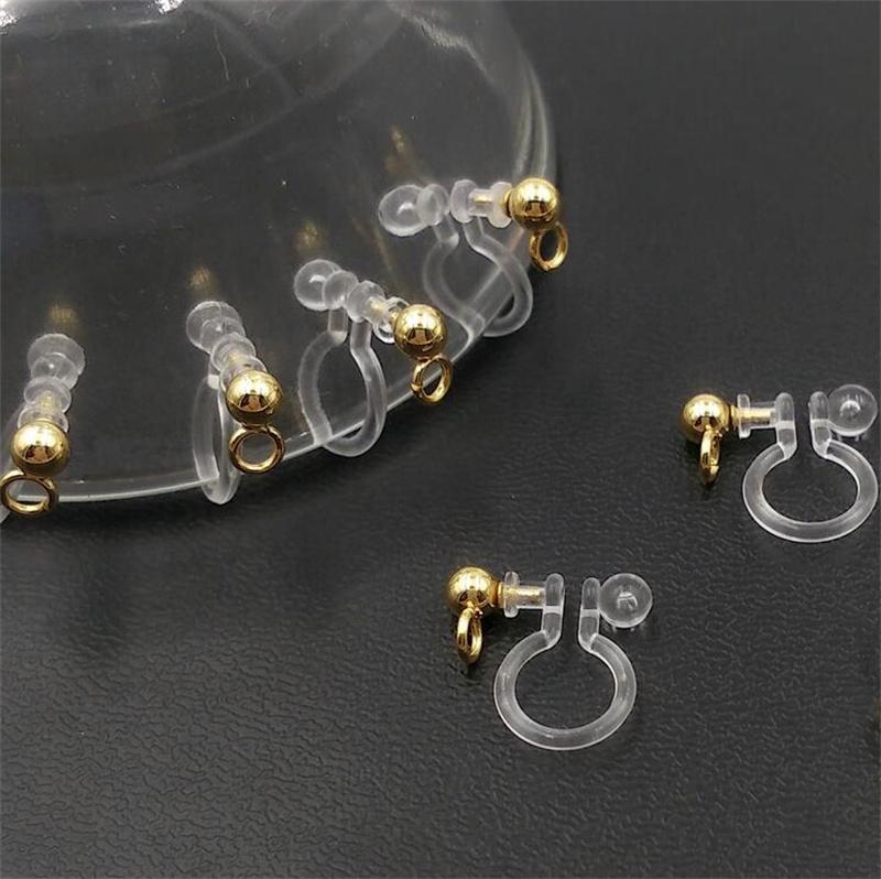 U Type Stainless Steel Clip Painless Resin Earring Components-JW01607-Veeddydropshipping