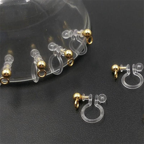 U Type Stainless Steel Clip Painless Resin Earring Components-JW01607-Veeddydropshipping