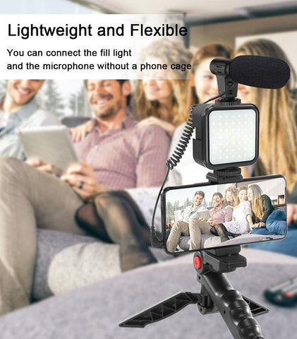 Smartphone Vlogging Kit Video Recording Equipment with Tripod Fill Light Shutter for Camera-PA00817-Veeddydropshipping