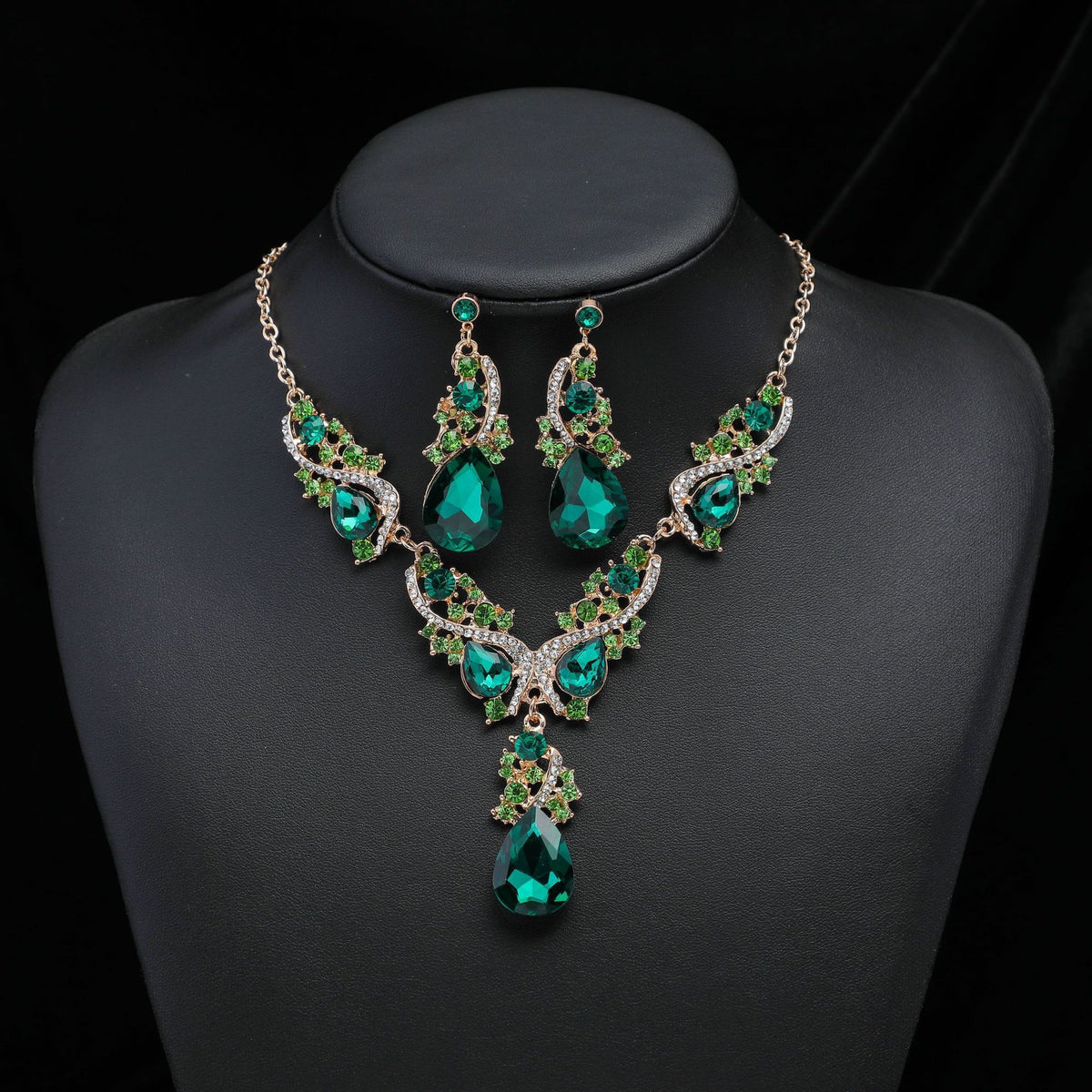 Fashion Multiple Crystal Prom Wedding Jewelry Sets -JW00379-Veeddydropshipping
