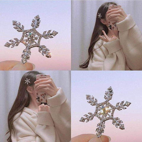 Shining Rhinestones Snowflake Pearl Hairpin  -JW00462-Veeddydropshipping
