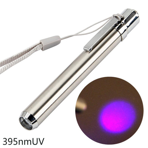 Mini LED Stainless Steel Mini Lamp 395/365 UV Flashlight Torch Ultra Violet Light-TI00788-Veeddydropshipping