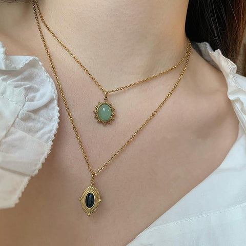 Water Drop Star Round Bear Oval Pendant Necklace  -JW00181-Veeddydropshipping