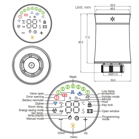 MOES Tuya ZigBee3.0 New Radiator Actuator Valve Smart Programmable-TI01120-Veeddydropshipping