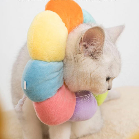 Rainbow Sunflower Elizabethan Cat Collar Harness-HA01997-Veeddydropshipping