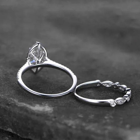 2Pcs Set Rings Women for Wedding Cubic Zirconia Modern Fashion -JW01400-Veeddydropshipping