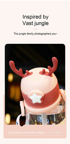 Water Sippy Cup Antler Creative Cartoon Feeding Cups-HA01269-Veeddydropshipping