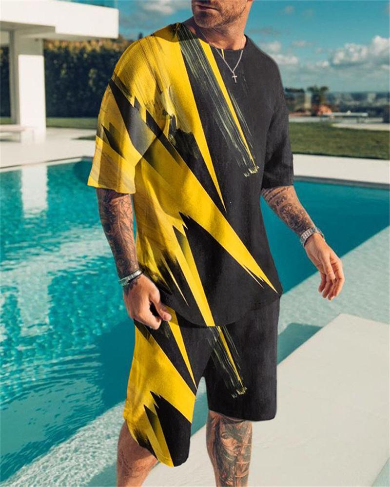 2-piece men's T-shirt+shorts sportswear casual trend beach vacation-Veeddydropshipping