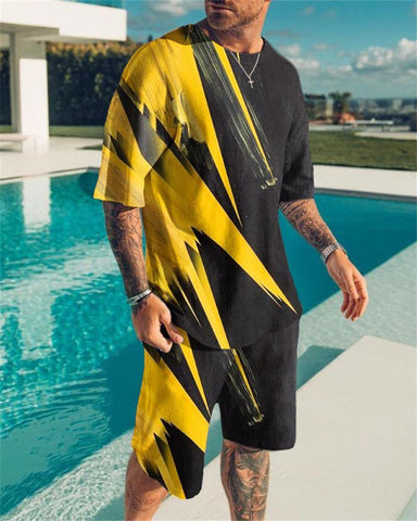 2-piece men's T-shirt+shorts sportswear casual trend beach vacation-Veeddydropshipping