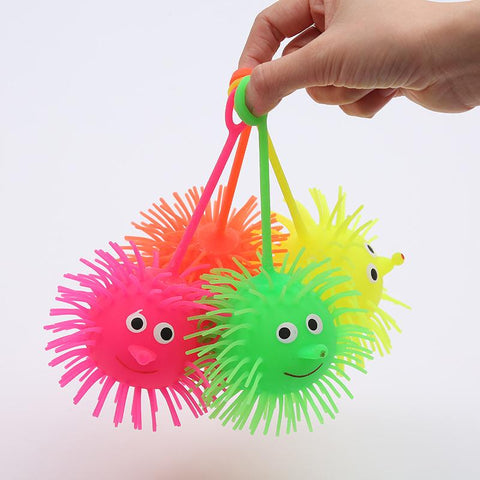 Glowing Fluffy Ball Squeeze Smiley Face Elastic Flash Vent Ball-TB01537-Veeddydropshipping