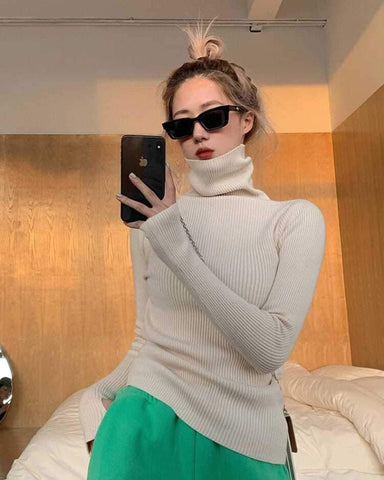 Women heaps collar Turtleneck Sweaters Slim Pullover-WF00004-Veeddydropshipping