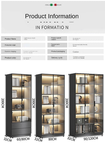 Dust-Proof Bookcase with Glass Door Cabinet-HA01572-Veeddydropshipping