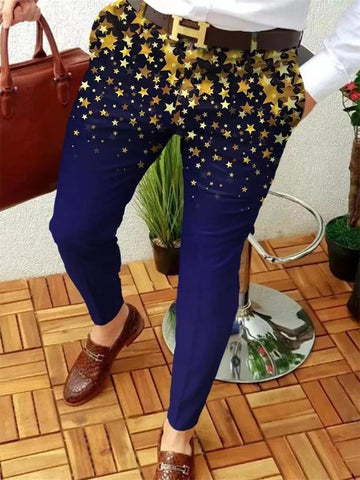 suit pants zipper casual pants retro pattern printing straight-MF00375-Veeddydropshipping