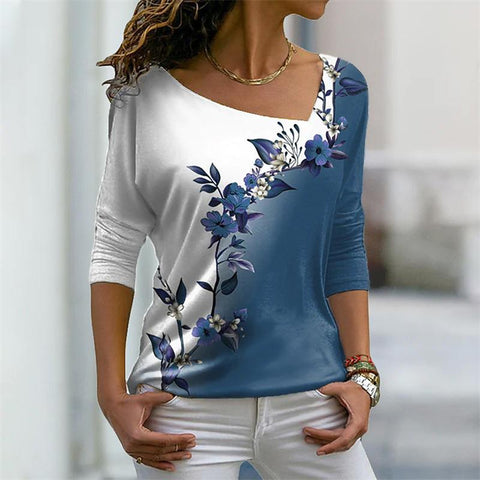 Women Floral Gradient Print T-Shirt-Veeddydropshipping
