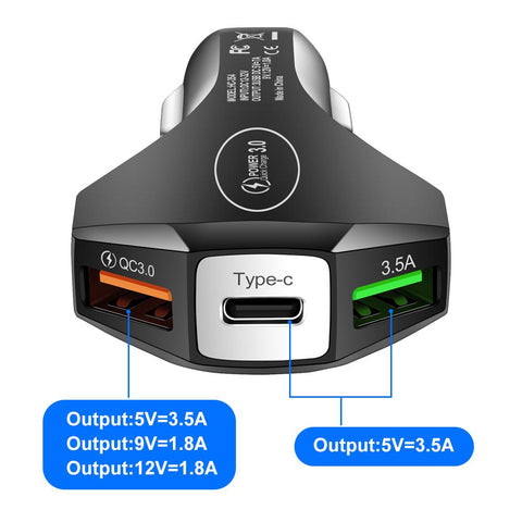 3 Ports USB Car Charger Quick Charge 3.0-PA01153-Veeddydropshipping