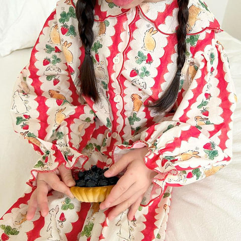 Kids Clothes Girls Loungewear 2023 Easter Rabbit Print Cute Pajama-TB01076-Veeddydropshipping