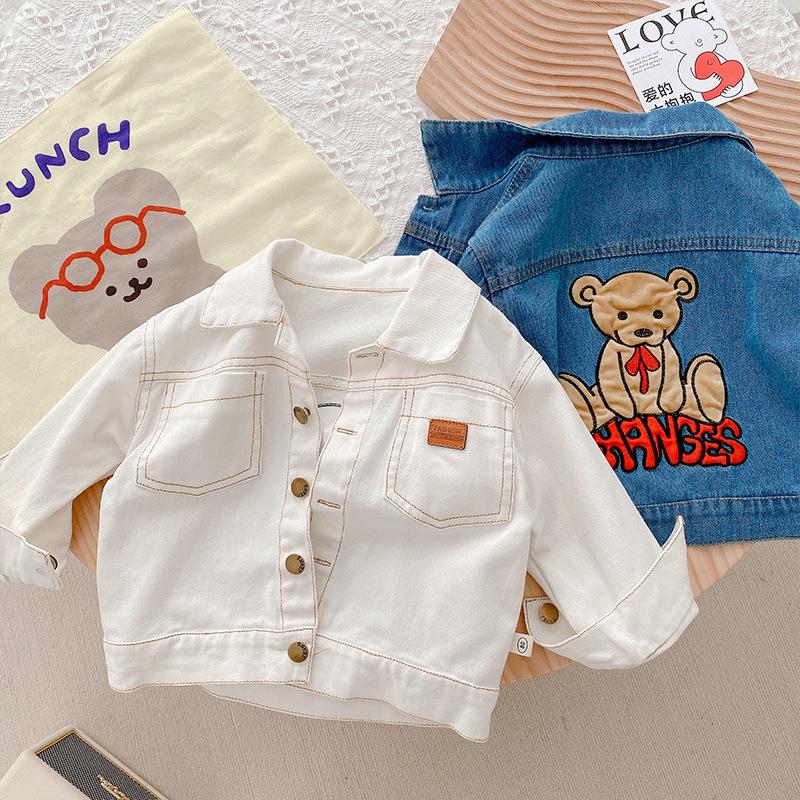 2022 Autumn New Children Bear Cardigan Denim Coat Baby Long Sleeve-TB01214-Veeddydropshipping