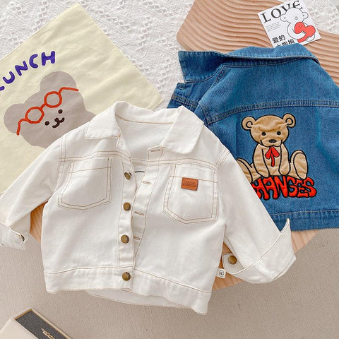 2022 Autumn New Children Bear Cardigan Denim Coat Baby Long Sleeve-TB01214-Veeddydropshipping