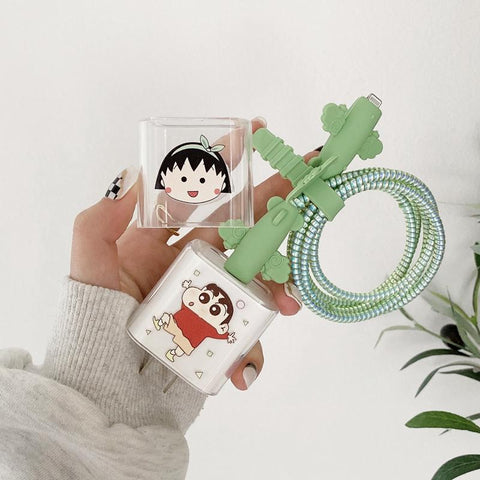 Cartoon Case Protector Charging Plug Cover Protection Sprial Cable-Veeddydropshipping