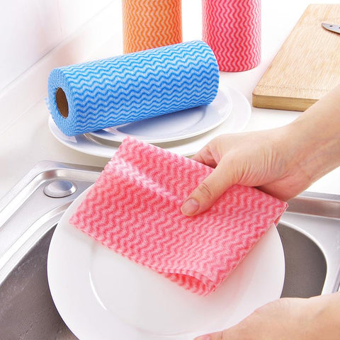 50 Sheet/roll Disposable Cleaning Towels Kitchen Dish Cloths Dish Rags Non Woven -OS00176-Veeddydropshipping