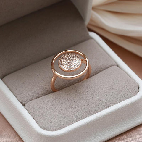Natural Zircon Full Paved Women Ring  Rose Gold Unique Luxury-JW00030-Veeddydropshipping