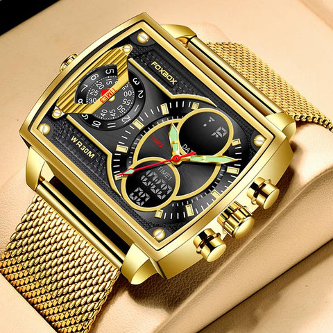 Fashion Square Watch Men Casual Sports Waterproof Double Display -JW00764-Veeddydropshipping