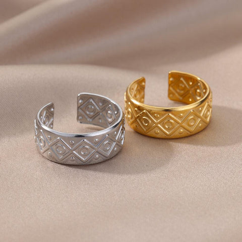 Adjustable  Simple Geometric Leave Flower Open Ring Jewelry-JW01397-Veeddydropshipping