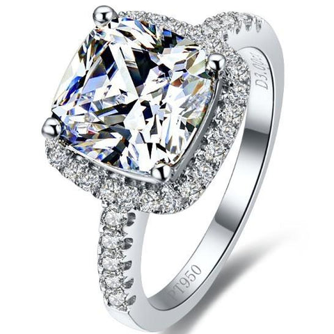Cushion Synthetic Gem  Solitaire Engagement Ring -JW00401-Veeddydropshipping