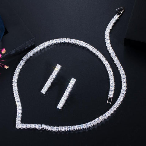 Zircons Shiny Cubic Zirconia Pave  Jewelry Set -JW00382-Veeddydropshipping