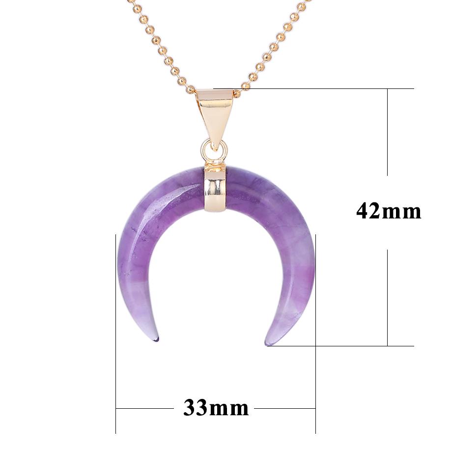 Natural Stones Crescent Moon Necklaces Pendants Purple -JW01238-Veeddydropshipping