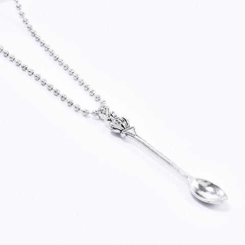 Mini Tea Spoon Shape Pendant Long Chain Necklace-JW01270-Veeddydropshipping