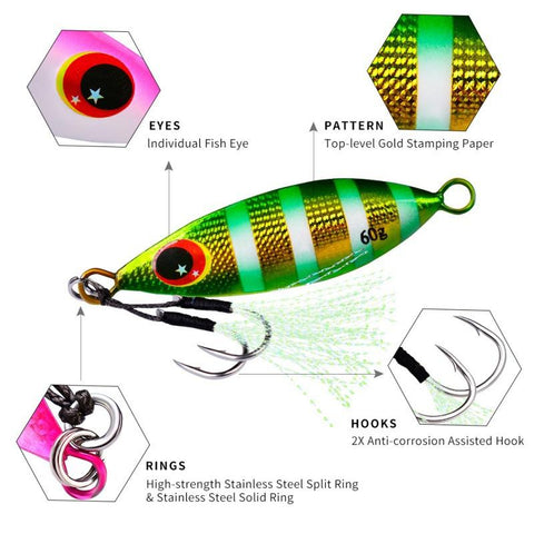 Inchiku Metal Slow Jig Fishing Hard Artificial Bionics Bait 30g 40g 60g Jigging Lure -OS00367-Veeddydropshipping