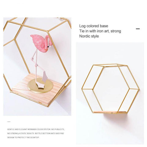 Mounted Hexagon Shelf Handicraft Display Rack-HA00212-Veeddydropshipping