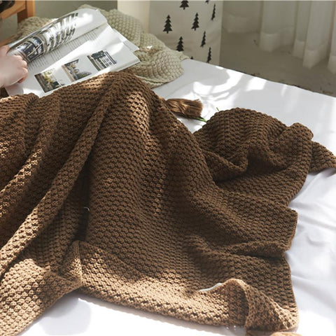 Thread Blanket with Tassel Throw Blanket-HA00444-Veeddydropshipping