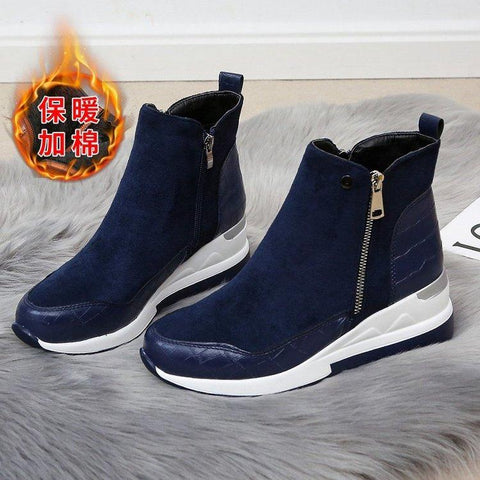 Winter High Top Vulcanize Shoes Women Platfrom Wedges Shoes Zipper Chunky-BS00974-Veeddydropshipping