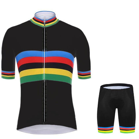 Black 2020 World Champion Cycling Jersey Set Pro Cycling Clothing Men Race Road -OS00459-Veeddydropshipping