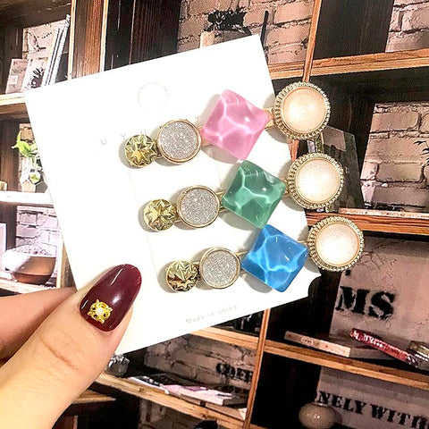 Pearl Crystal Acrylic Hair Clips Set For Women  -JW00482-Veeddydropshipping