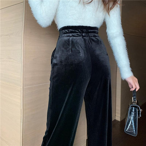 Velvet Elegant Women Solid Wide-legged Pants-WF00585-Veeddydropshipping