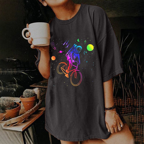 Women Breathable Brand Astronaut T-Shirts Drop-shoulder-Veeddydropshipping