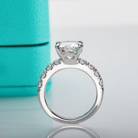 4.3cttw D Color Moissanite Engagement Rings 925 Sterling Silver-JW00002-Veeddydropshipping