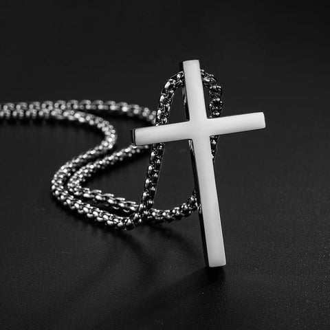 Stainless Steel Cross Pendant Necklace Chokers Silver Color -JW00251-Veeddydropshipping